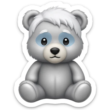 Silver teddy bear with white hair on the head sticker