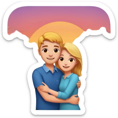 Me and my girlfriend hugging watching sunset sticker