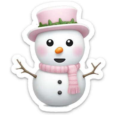 Cute white and light pink snowman sticker