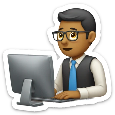 un freelancer trabajando en una computora sticker