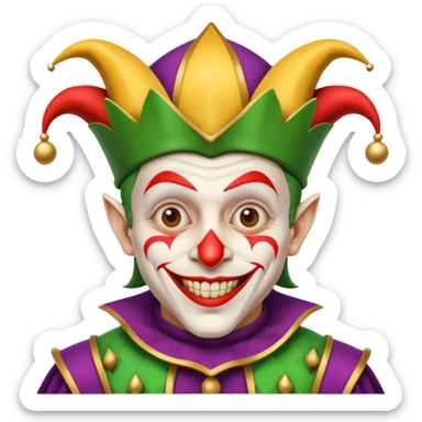 crazy funny colorful human jolly joker, medieval, vintage, court jester, mac os icon sticker