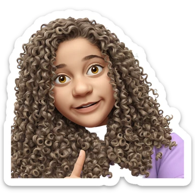smiling girl with curly hair sticker