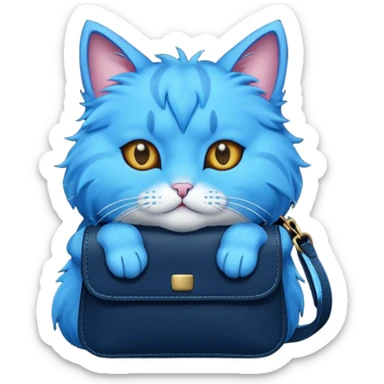 Blue cat with black bag sticker