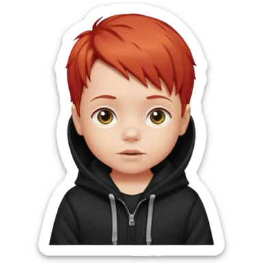 baby with red hair and black hoodie sticker