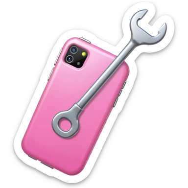 pink cellphone with a wrench sticker