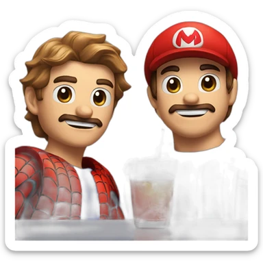 spider man and mario drink a neer sticker