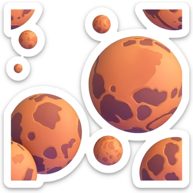 detailed Mars planet with surface features sticker