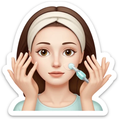 One per of Hands on another woman’s  face during facial treatment  sticker