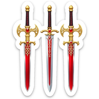 Two Golden royal swords with red gems sticker