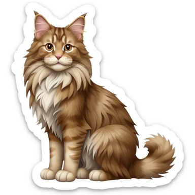 cinematic-[maine coon cat]-realistic-full-body-sitting-emoji,-tail-curled-playfully-around-its-paws,-head-tilted-dramatically,-scruffy-[maine coon]-fur,-simplified-yet-realistic-focused-features,-highly-detailed,-glowing-with-an-almost-sarcastic-glow sticker