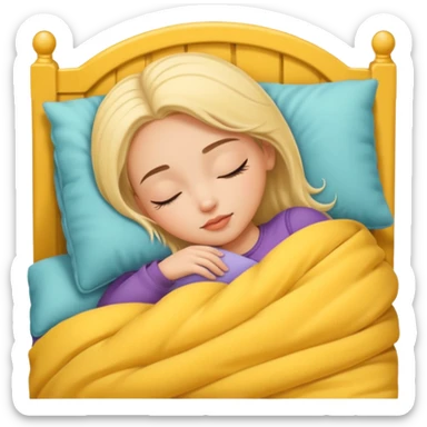 single-girl-in-cozy-yellow-bed-sleeping-pretty-eyelashes-light-skin sticker