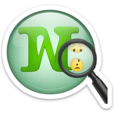 The letter W under a magnifier sticker