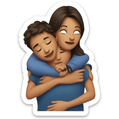 A brunette mum hugging her son sticker