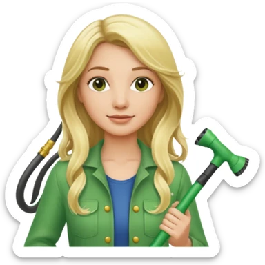 blonde long hair female gardener hose sticker