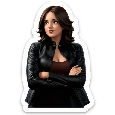 brown-haired girl in leather sticker