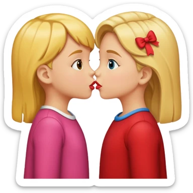 two 5 year old gals about to kiss on the lips sticker