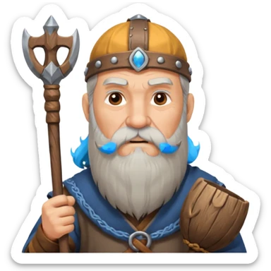 Old viking chief with long beard and staff sticker