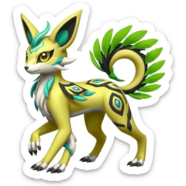  Exotic Feathery Meloetta-Zygarde-Zeraora-Renamon-Protogen-Palkia-hybrid-fusion-Fakémon-creature, full body sticker