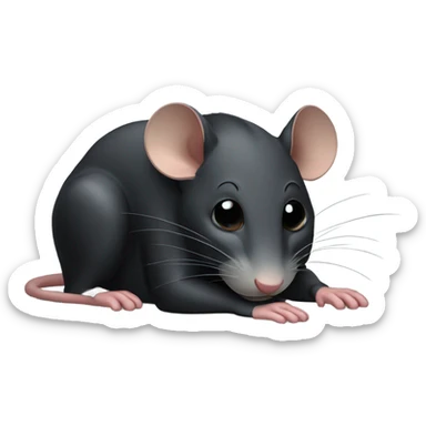 sleeping unhappy black rat laying on back sticker