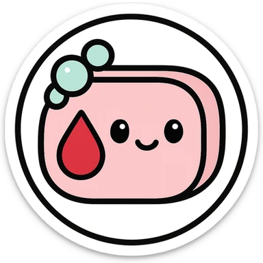 little alchemy style icon
subject: blood soap
border: medium-black
shape: round, circular
background: white
style: full color fill with medium black outlining sticker