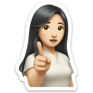 chinese girl with long hair pointing at herself sticker