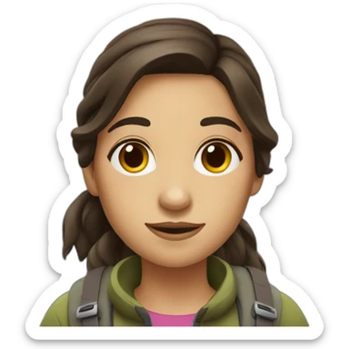 Mountain hiking girl with dark brown hair sticker