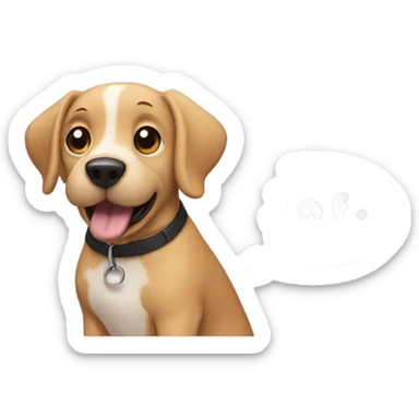 Dog with speech bubble that says arf inside the speech bubble sticker
