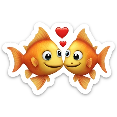 Two fishes with heart sticker