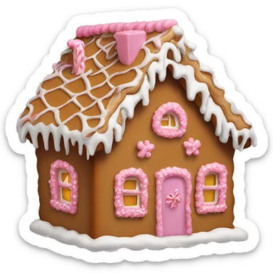 Large gingerbread house with pink icing  sticker