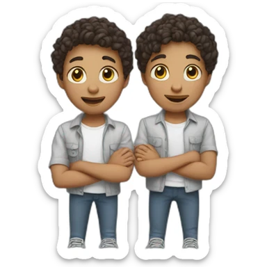 3 white siblings back to back crossing hands sticker