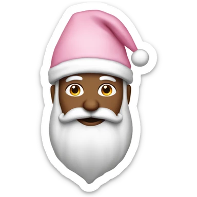 santa with a big beard and a light pink hat sticker