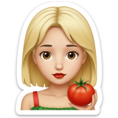 Tomatoe with blonde boy hair with black roots sticker