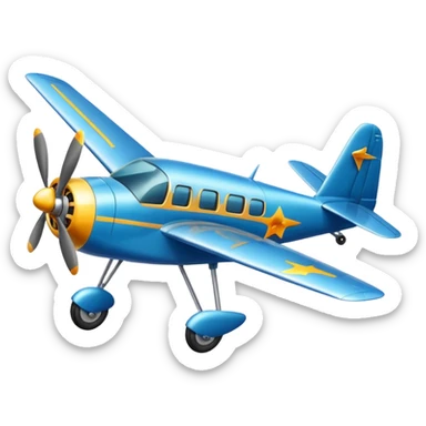 A small propeller plane with a bright painted nose and sturdy landing gear flying low and fast.
 sticker