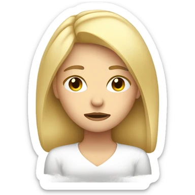 Blonde girl with headache hands on head frown  sticker