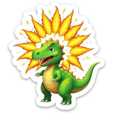 Dinosaur farting out a explosion sticker