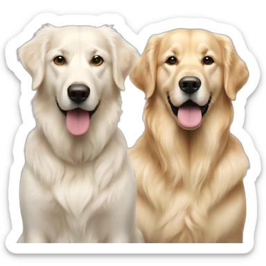 one very white retriever and one very golden retriever side by side sticker