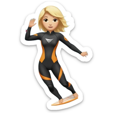 Kitesurfing blond ladie showing kite sticker