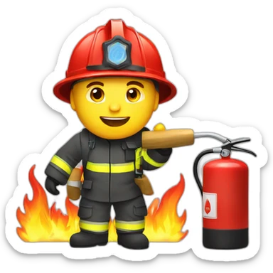 Ukrainian firefighter extinguishes a strong fire sticker