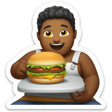 fat dominican kid eating a burger sticker