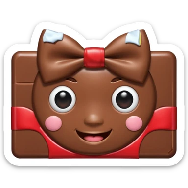 A chocolate with a tie and facial features sticker