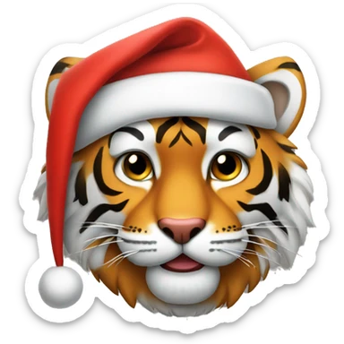 Tiger with Santa hat sticker