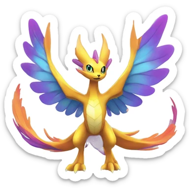 Celestial Colorful Vibrant Colors Flying Futuristic Fakémon-Legendary-Pokémon-Creature Full Body sticker