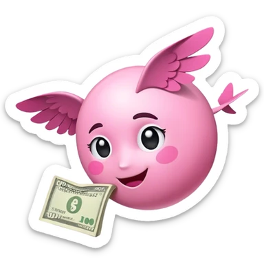 pink money flying  sticker