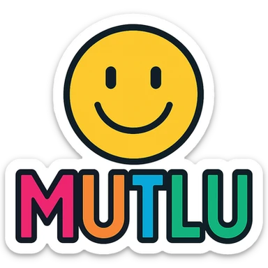 the word 'mutlu' in a clean, modern icon style, simple and bold, suitable for an app icon sticker
