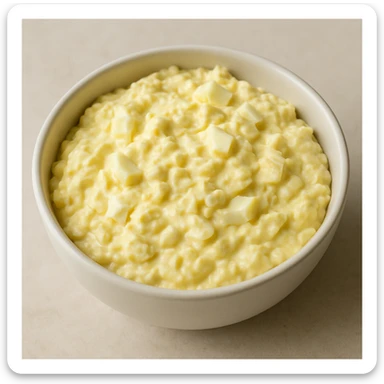 egg salad in a bowl, creamy texture, visible egg pieces, simple background sticker