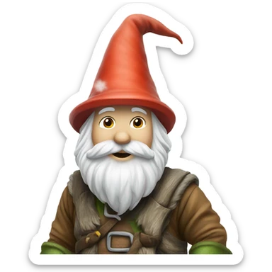 Gnome in the forest with snow sticker