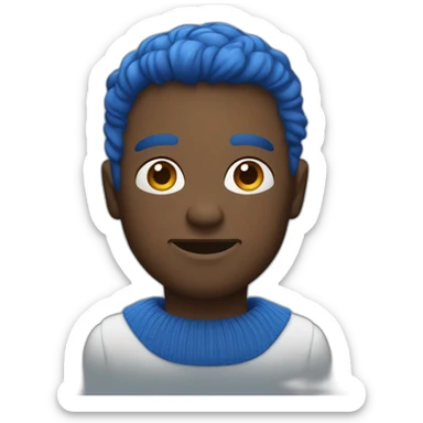 Homme avec des yeux bleu et un pull sticker