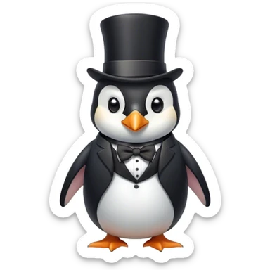Penguin dancing with a top hat and elegant suit elegant sticker