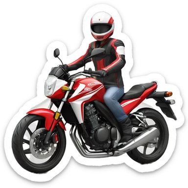 Red and white 2015 Honda CB500F with rider sticker