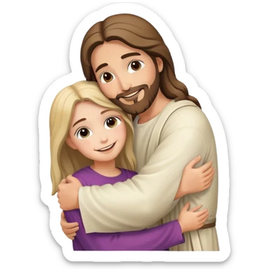 jesus hugging a girl sticker